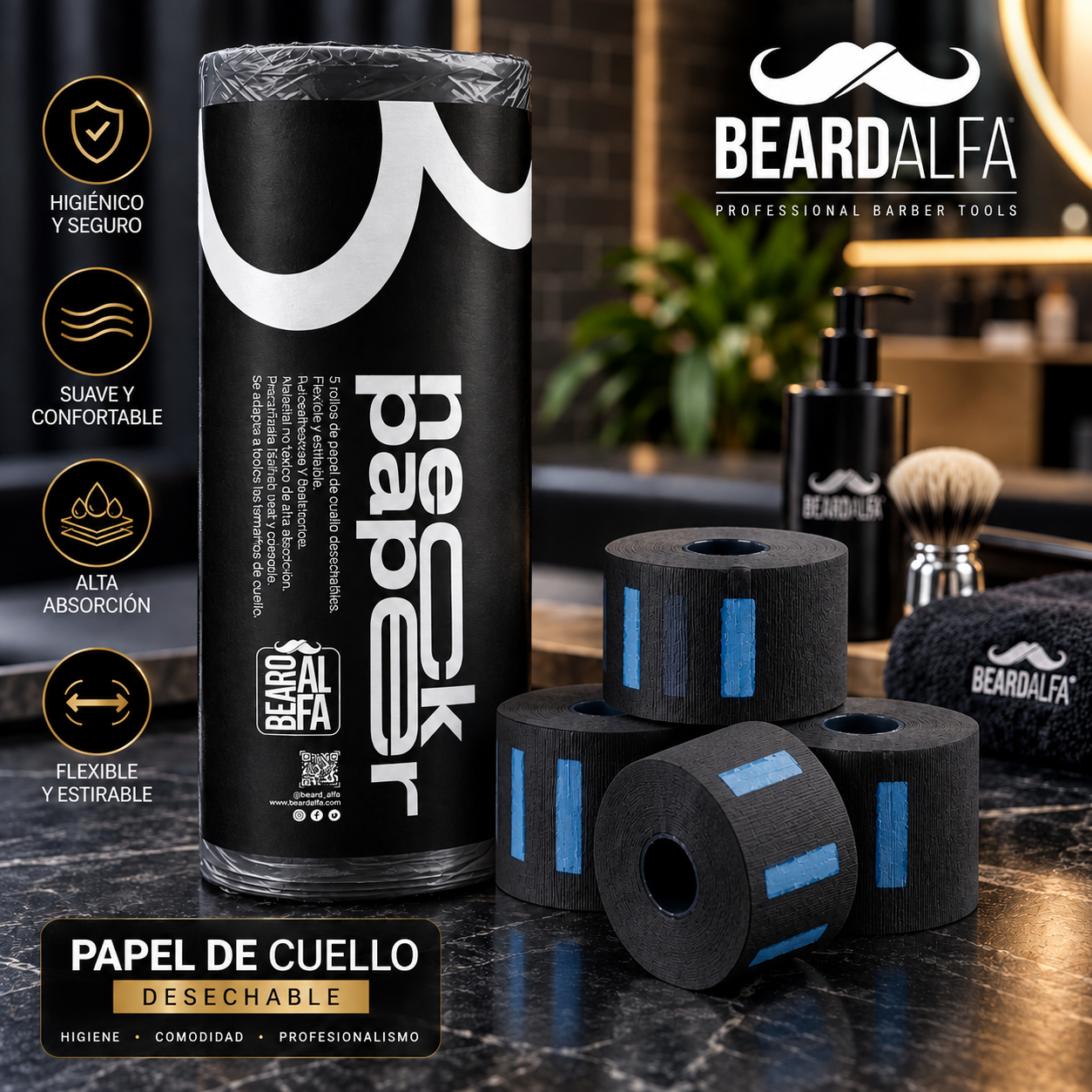 Beard Alfa | Papel de Cuello Negro