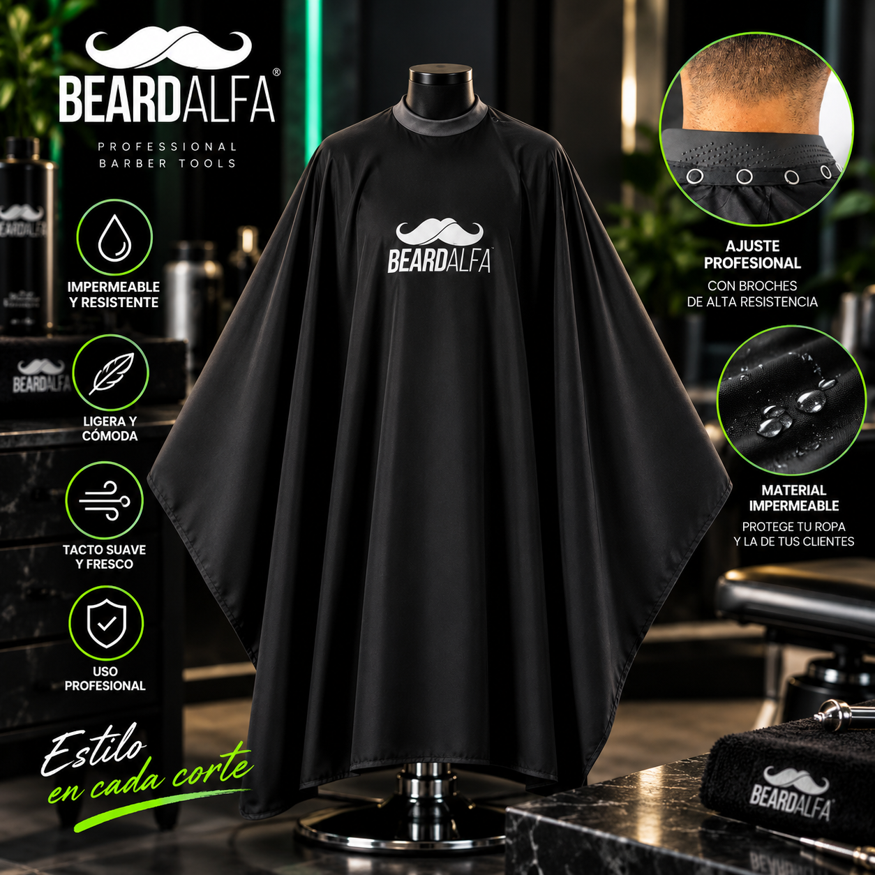 Beard Alfa | Capa Con Cuello Silicona