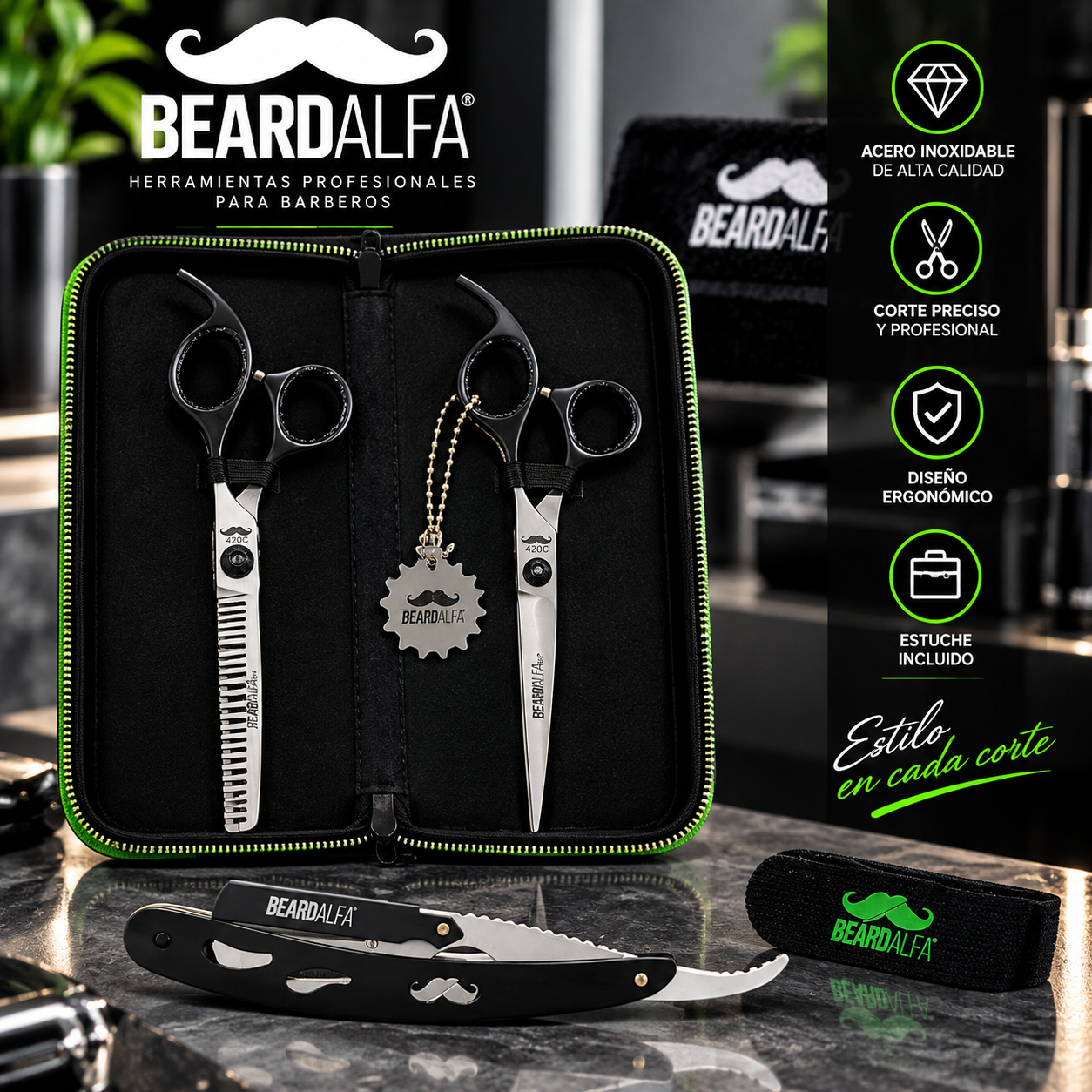 Beard Alfa | TIJERAS Plata Arenada 6.5