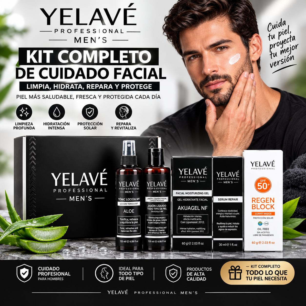 Facial | Kit hombre Limpieza -  Yelave  -Skincare for Men - Cuidado personal de Hombre