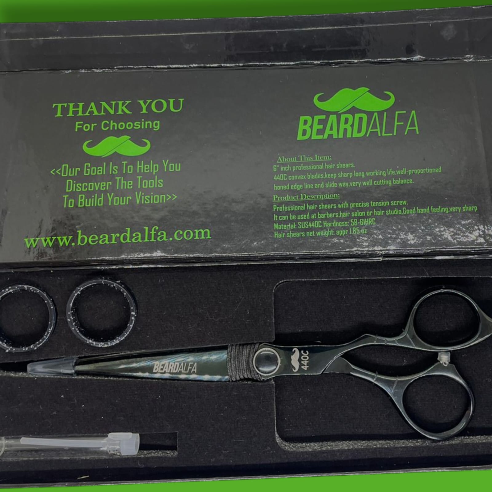 Beard Alfa | Tijera de Alta Gama  Filo Navaja 6.5 y 7  Acero Aleman 440c