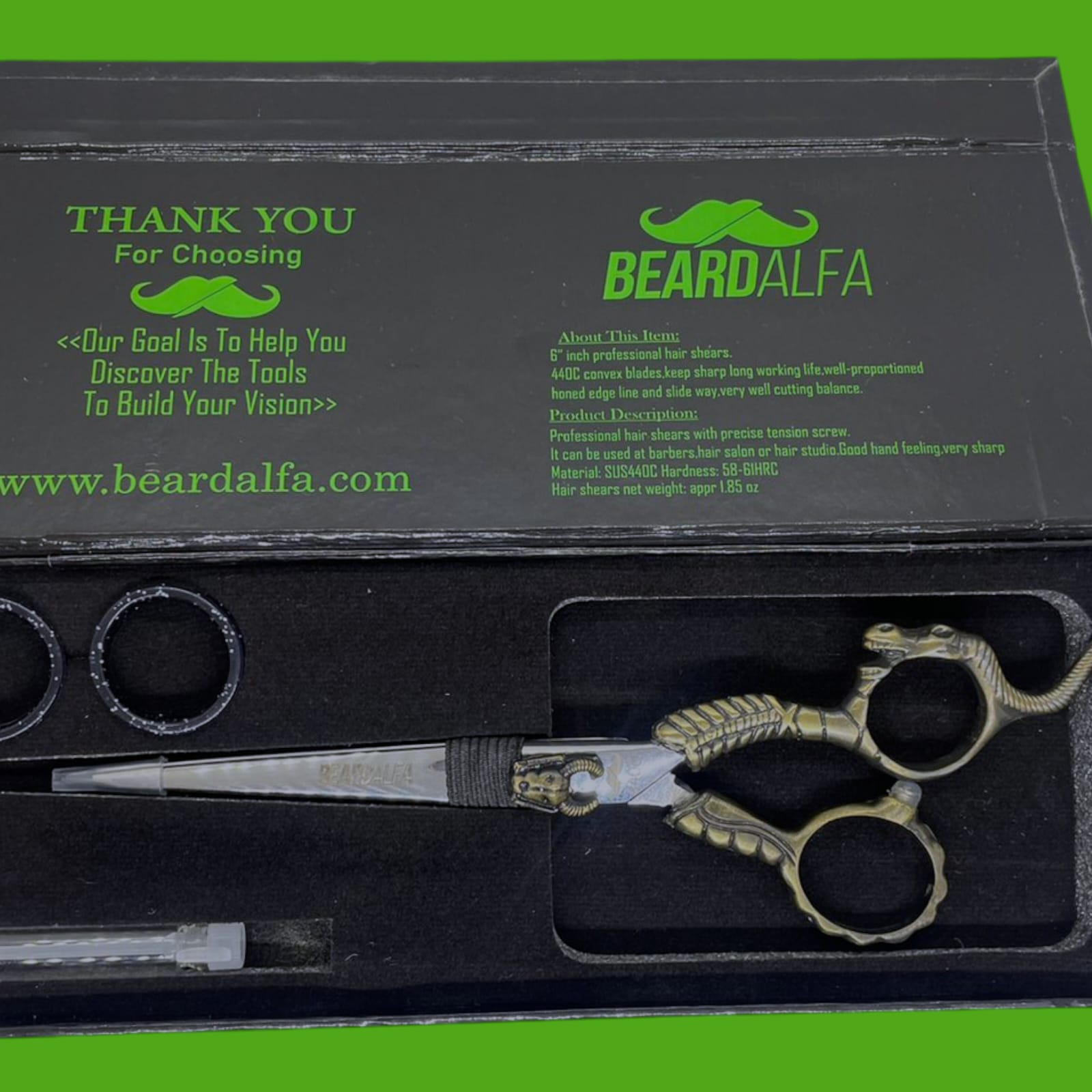 Beard Alfa | Tijera de Alta Gama  Filo Navaja 6.5 y 7  Acero Aleman 440c