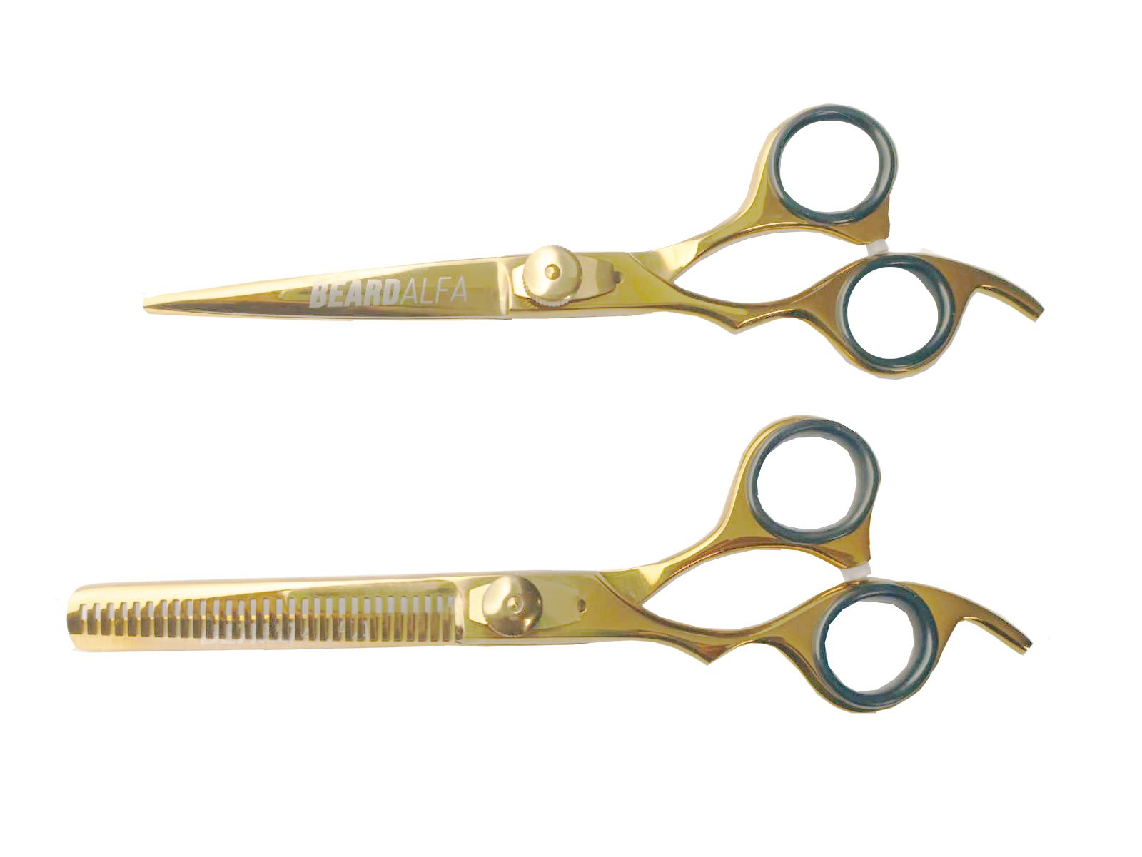 Beard Alfa | Tijera Filo Dulce + Pulidora  ZURDOS Pack 6.5 Gold